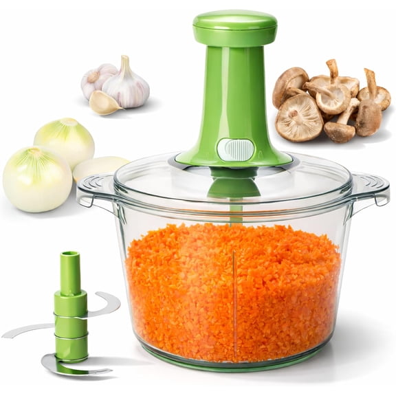 Express Manual Food Chopper: Large 8.5-Cup, Hand Chopper Vegetable Cutter to Chop Veggies, Fruits, Herbs, Garlic Onion Chopper for Salsa, Salad, Pesto, Guacamole, Coleslaw, Indian Cooking