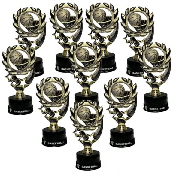 Express Medals 10 Pack Of 7 Inch Tall Basketball Trophy Awards That Include Silicone Basketball Wrist Band Awards 10 Pk 4102 Boys Girls Trophies Award