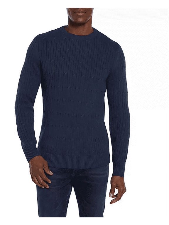 Men's Cable Knit Sweater Pageant Blue Medium