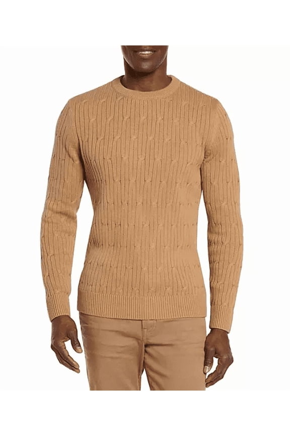 Men's Cable Knit Sweater (Pecan, Medium)