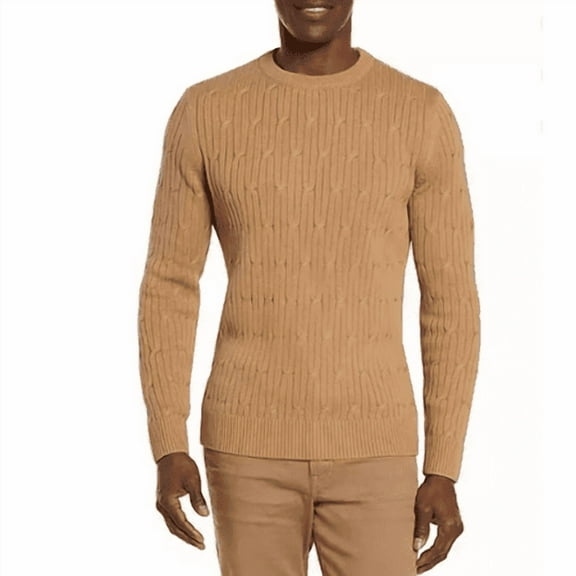 Express Men's Cable Knit Sweater (Pecan, Small)