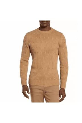 Men's Cable Knit Sweater (Pecan, Small)