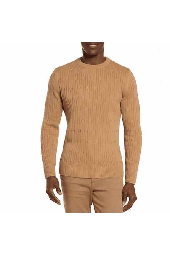 Men's Cable Knit Sweater (Pecan, Small)