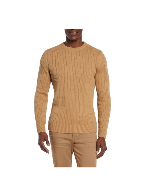 Men's Cable Knit Sweater Pecan X-Large