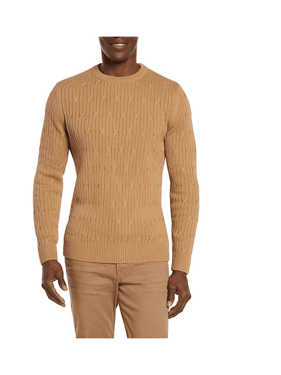 Men's Cable Knit Sweater Pecan XXL