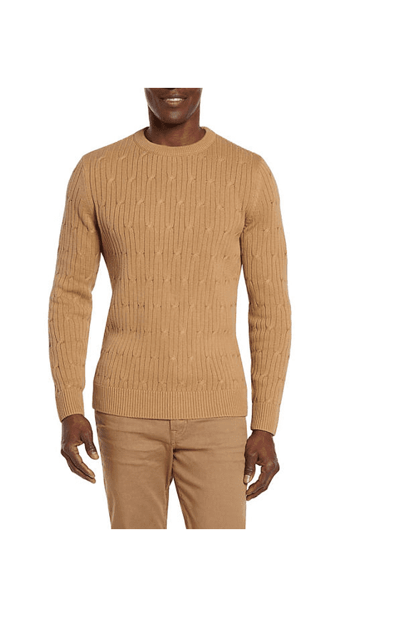 Men's Cable Knit Sweater Pecan XXL