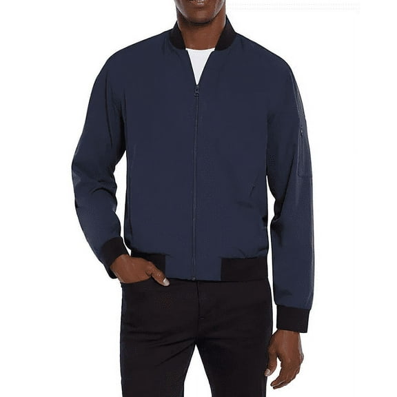 Express Men's Lightweight Bomber Jacket (Black Iris, Large)