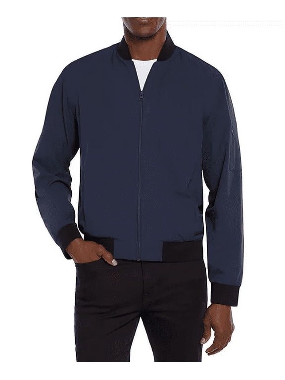Men's Lightweight Bomber Jacket (Black Iris, Large)