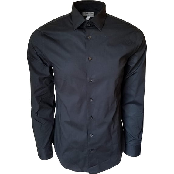 Express Men's Slim Fit Buttondown Shirt (Black, X-Large)