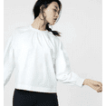 thumbnail image 1 of Express Oversized Puff Sleeve Cotton Blouse White XS, 1 of 2
