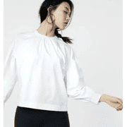 Express Oversized Puff Sleeve Cotton Blouse White XS