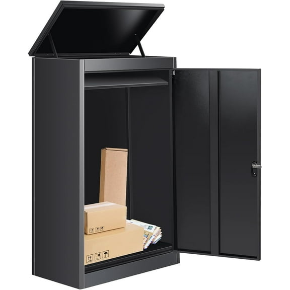 Express Package Delivery Box for Outside, Ultra Large Parcel Drop Boxes with Lock, Waterproof Anti-Theft Parcel Drop Box with Secure Storage for Home Business, Black (20.86 * 16.5 * 50IN)