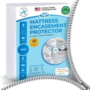 Express USA Supplies Waterproof Zippered Mattress Protector – Queen, 100% Bed Bug & Dust Mite Proof, Hypoallergenic, Noiseless, Fits Up to 16” Deep