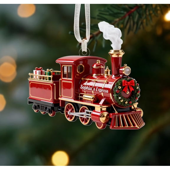 Express Train Christmas Ornament – Custom Name Kids Christmas Gift, Locomotive Railway Decor, Xmas Gift for Child, Grandparent Christmas Gift