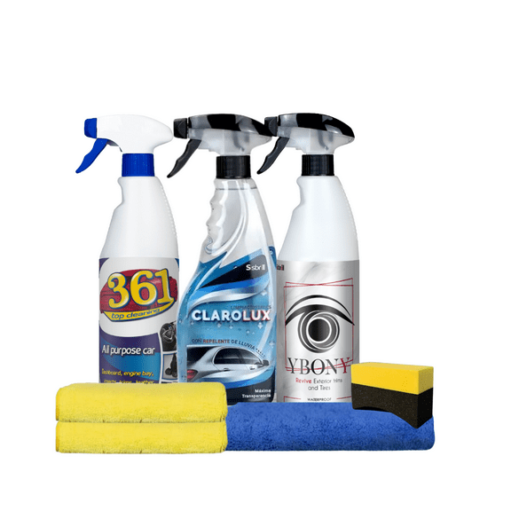 Sisbrill USA Express Wash Kit Interior & Exterior Car Cleaner Set with Towels & Tire Applicator