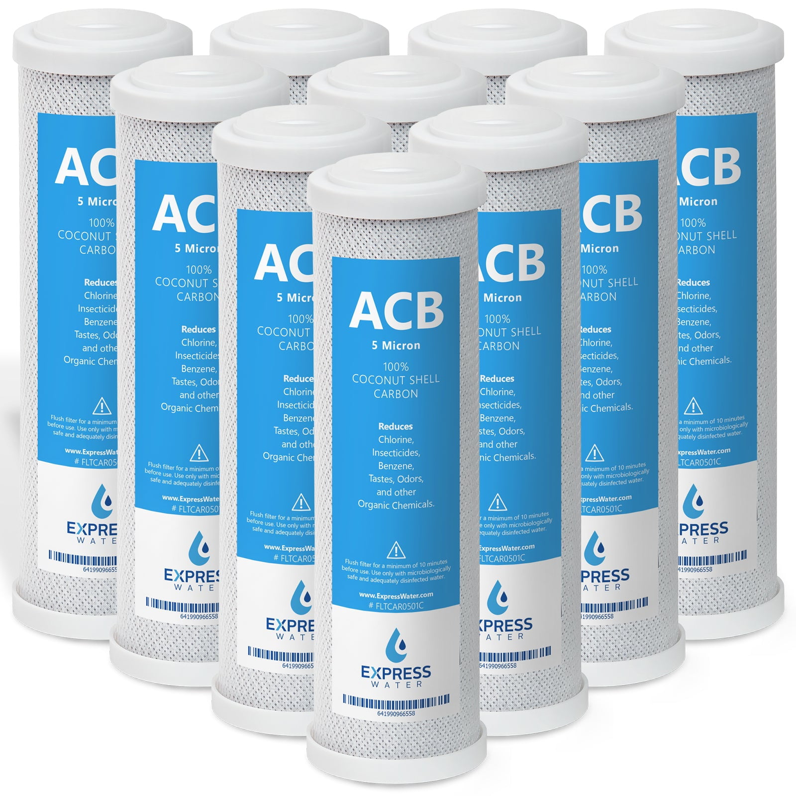 10-Pack 5 Micron Coconut Carbon Block Water Filters