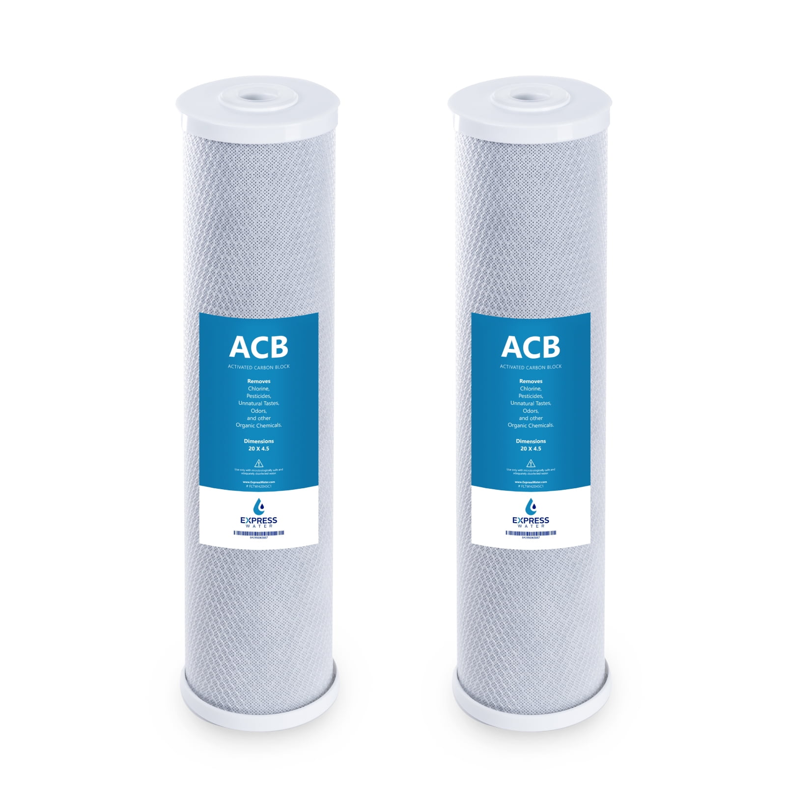 Express Water – 2 Pack Big Blue Filter Activated Carbon Block Replacement Filter – ACB Large Capacity Water Filter – Whole House Filtration – 5 Micron – 4.5” x 20” inch