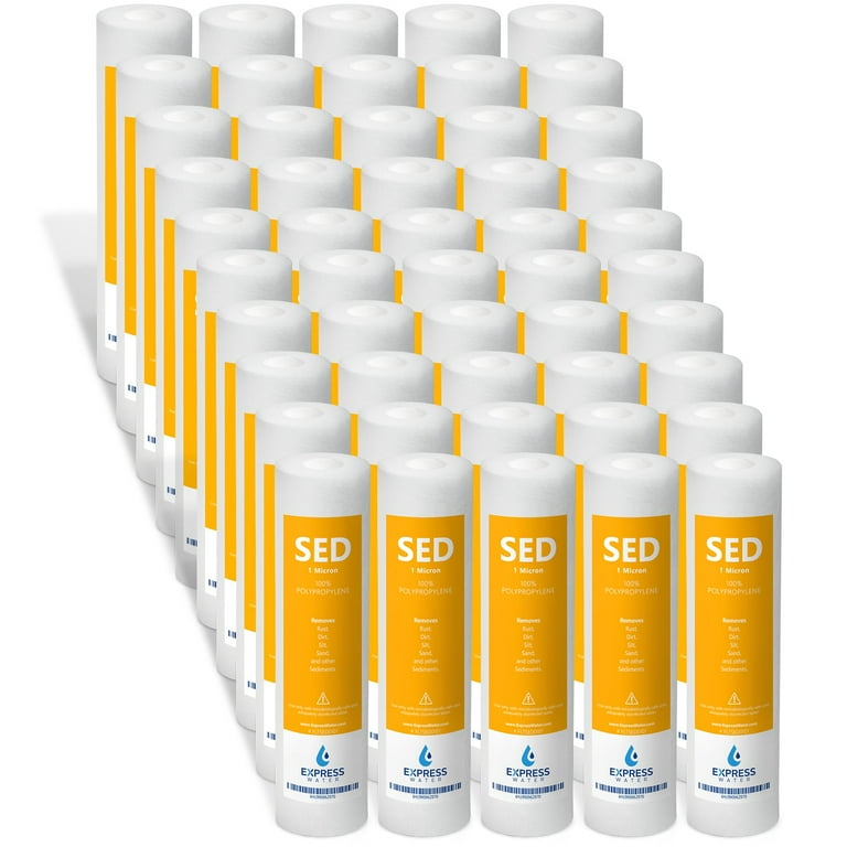 Express Water – 50 Pack Sediment Water Filter Replacement – 5 Micron – Under Sink and Reverse Osmosis System Filters