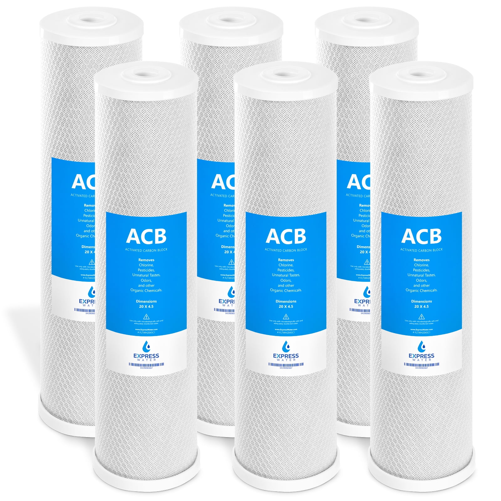 Express Water 6-Pack 4.5" x 20" Activated Carbon Block Whole House Filters