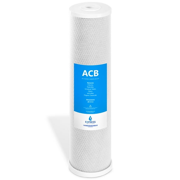 Express Water Big Blue Filter Activated Carbon Block Replacement Filter ACB Large Capacity Water Filter Whole House Filtration 5 Micron 4.5 x 20 inch