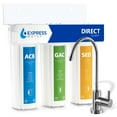 thumbnail image 1 of Express Water Direct Water Filtration System – 3 Stage Direct Water Filter System with Chrome Faucet – Under Sink Water Filter – Sediment, Activated Carbon Block, and Granular Activated Carbon Filters, 1 of 8