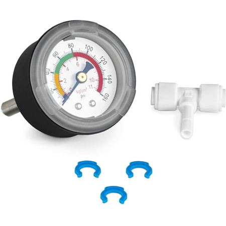 Express Water – Water Pressure Gauge – Compatible with Reverse Osmosis Filtration Systems, Water Filters – 160 PSI Monitor Includes T-Stem Adapter – Water Pressure Test Gauge for Home