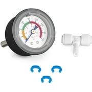 Express Water   Water Pressure Gauge   Compatible with Reverse Osmosis Filtration Systems, Water Filters   160 PSI Monitor includes T-Stem Adapter   Water Pressure Test Gauge for Home