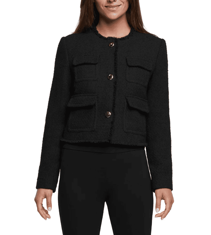 Women's Boucle Blazer Jacket Black Medium