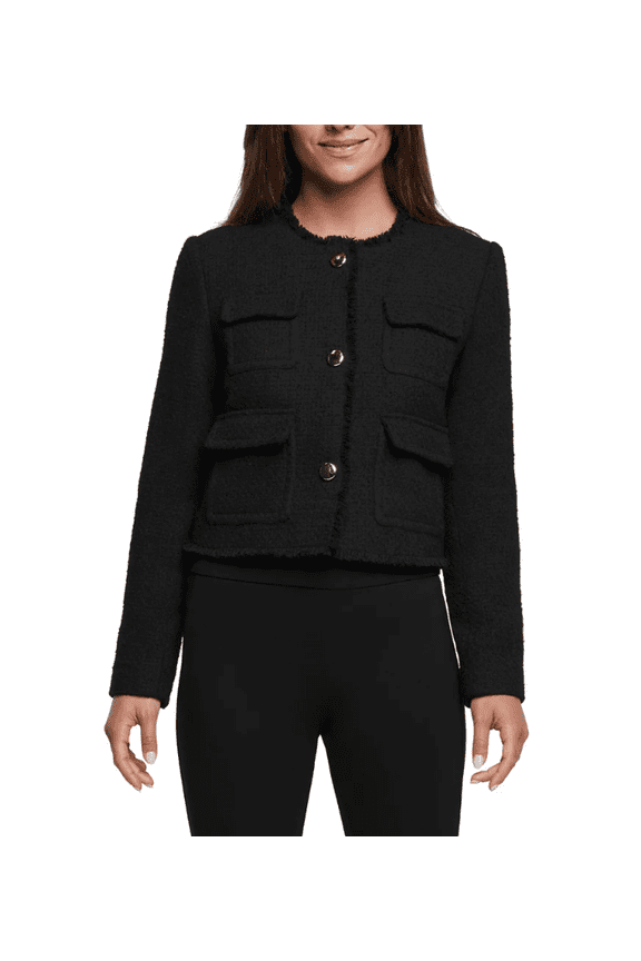Women's Boucle Blazer Jacket Black Medium