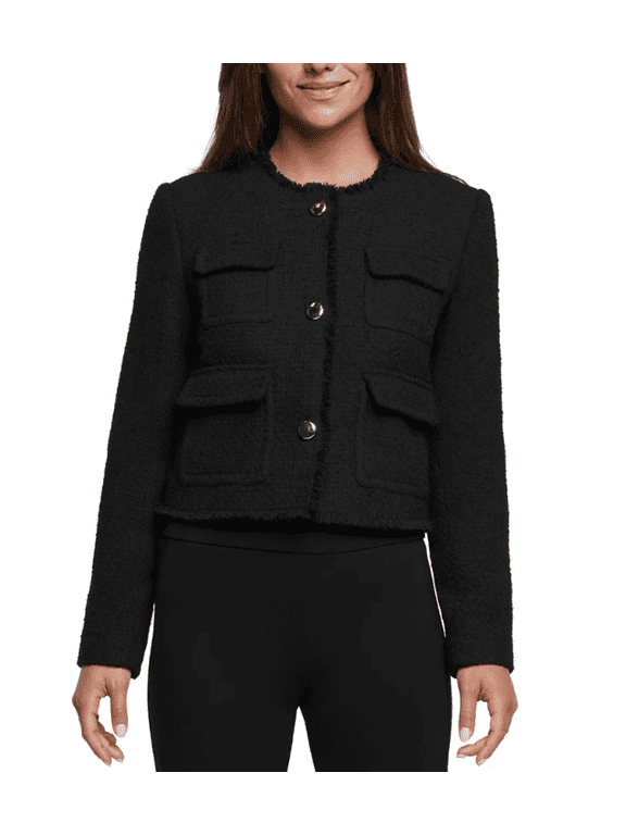 Women's Boucle Blazer Jacket Black Small
