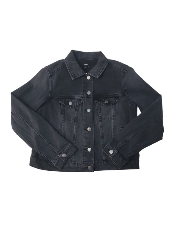 Women's Classic Fit Denim Jacket (Washed Black, XL)