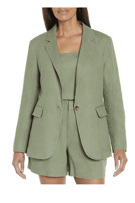 Women's Linen Blazer Small Green