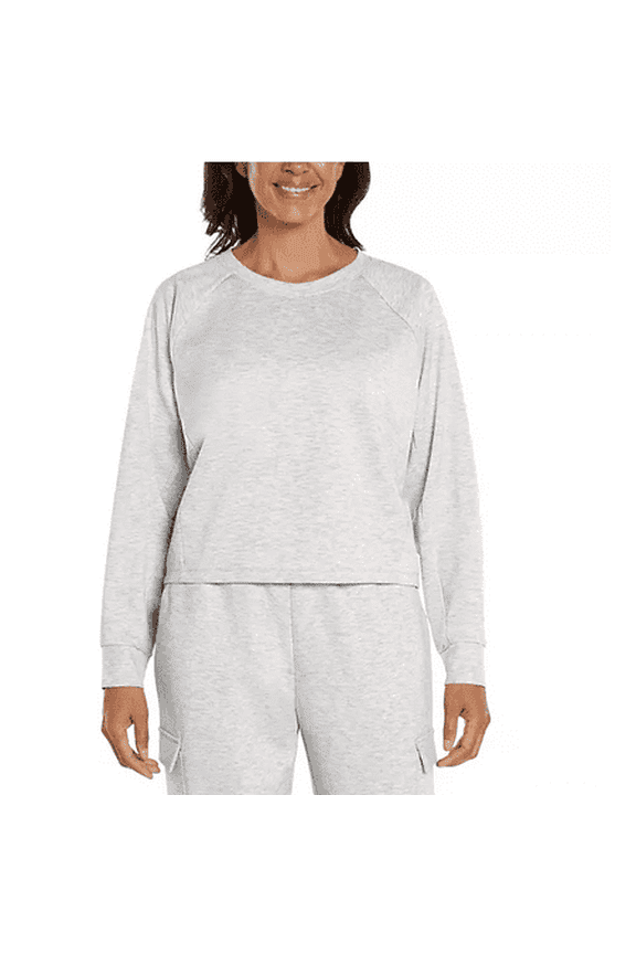 Women's Long Sleeve Pullover Top Large Light Grey