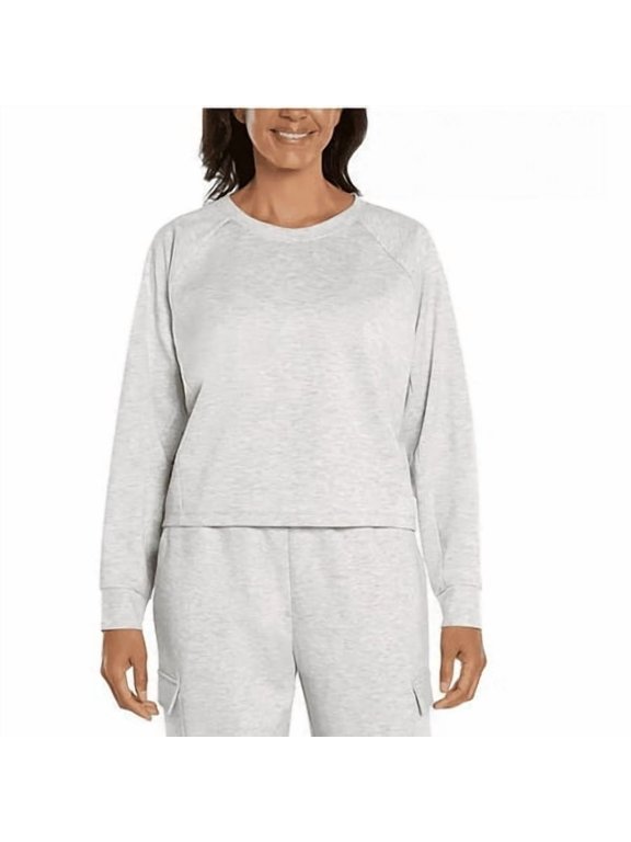 Women's Long Sleeve Pullover Top Medium Light Grey