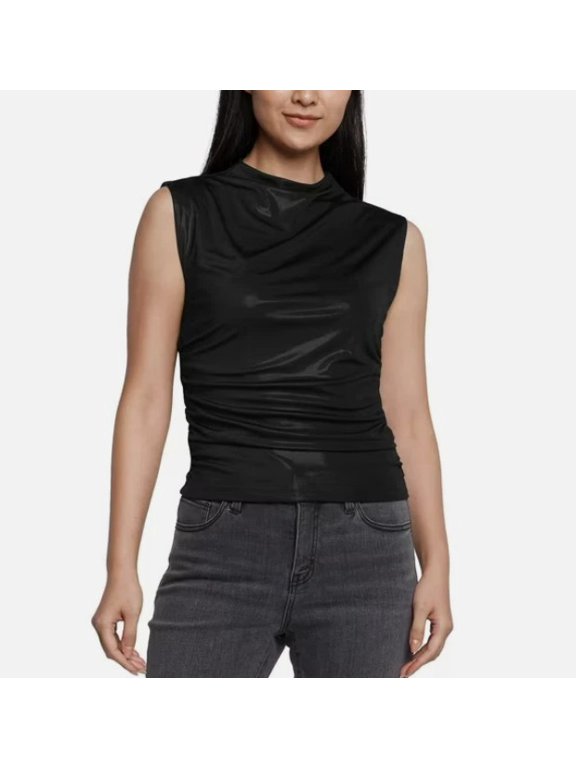 Women's Mock Neck Tank XS Black