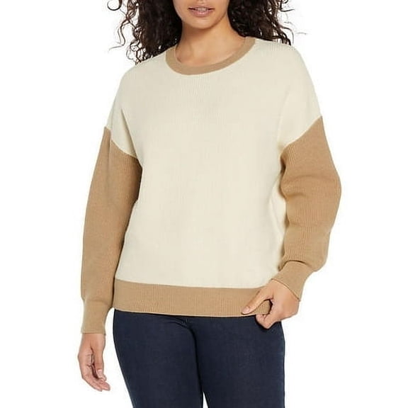 Express Women's Relaxed Sweater (Eggnog/Pecan, XXL)