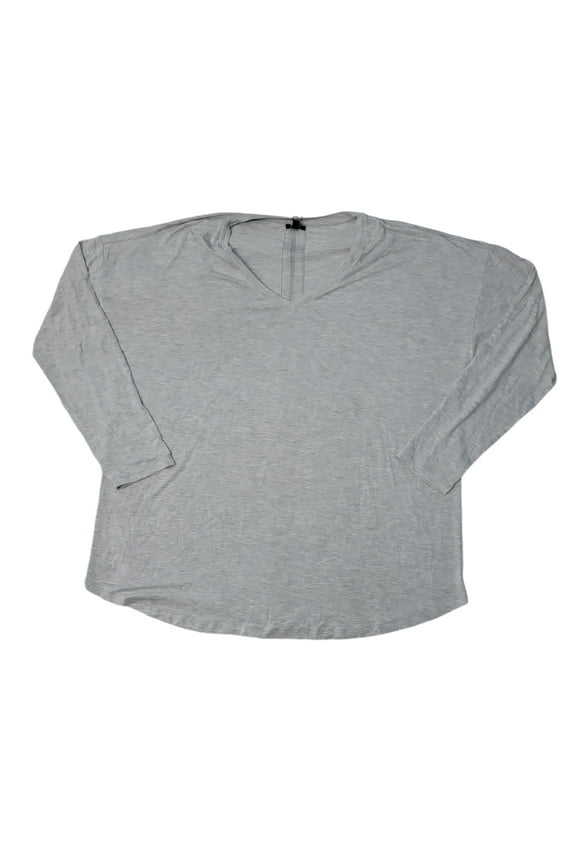 Women's Super-Soft Relaxed V-Neck Long Sleeve Tee, EX006373 (Light Heather Grey, L)