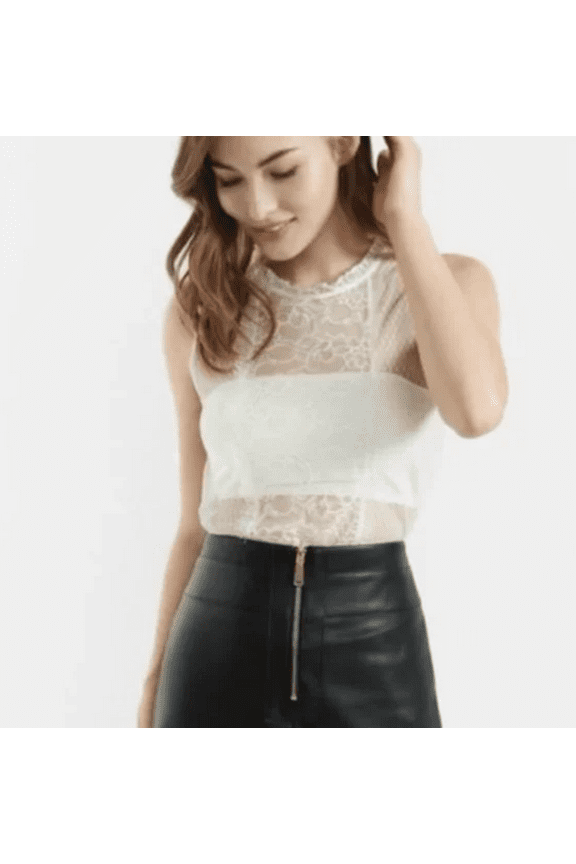 XS Blouse Ivory Lace Tank A82