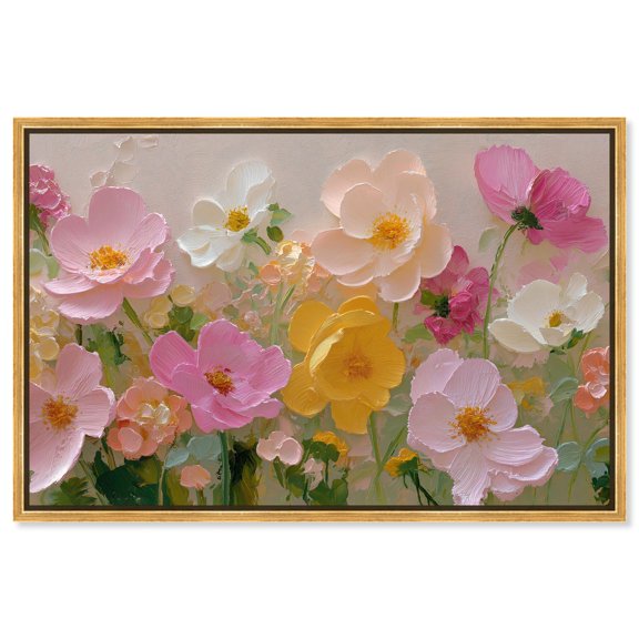 Expressed in Petals II Canvas Colorful Floral Art by Art Remedy, Gold Frame, 54 x 36