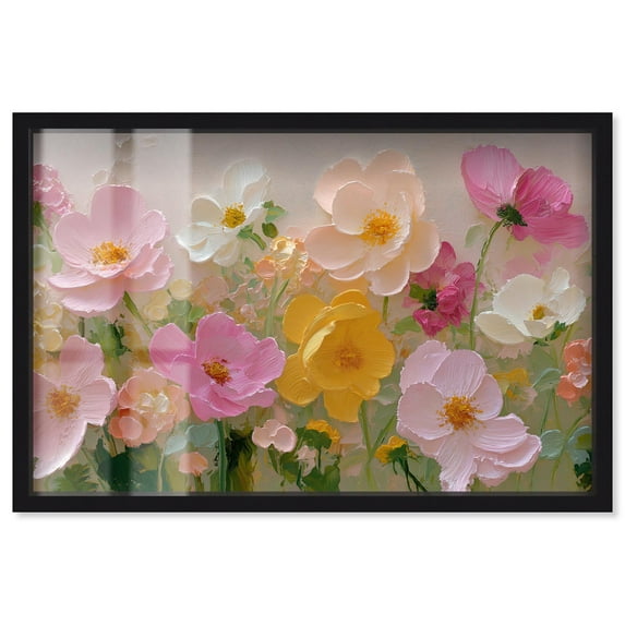 Expressed in Petals II Shadowbox Print Colorful Floral Art by Art Remedy, Black Frame, 30 x 20