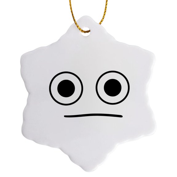 3drose, Expression Less Face Emotions, 3 inch Snowflake Porcelain Ornament