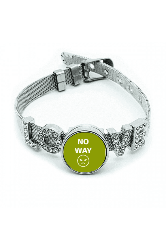 Expression Rejection No Way Negativity Bracelet Wristband Crystal Love Adjustable Bangle