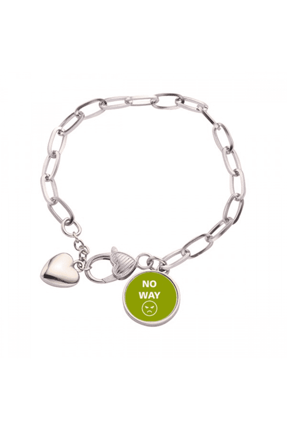 Expression Rejection No Way Negativity Heart Chain Bracelet Jewelry Charm Fashion