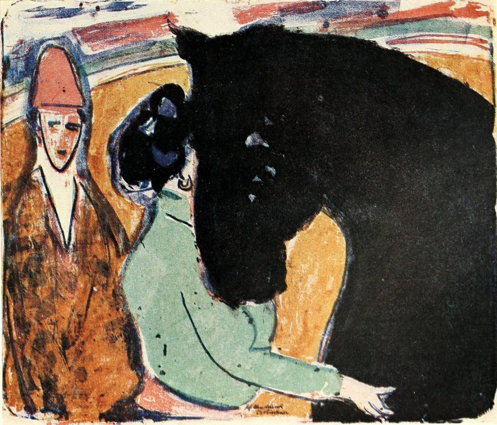 Expressionism Rapphengst Reiterin & Clown 1907 Canvas Art - EL Kirchner (24 x 36)