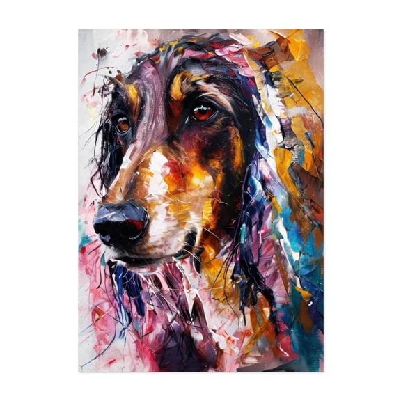 Expressionist Afghan Hound Portrait - Colorful Abstract Dog Art by Marian Voicu - Digital Art Dog Modern Art Abstract Animal Wildlife Portrait Unframed Wall Art Print 4 x 6 inches