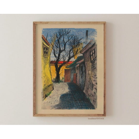 Expressionist City Alley Urban Moody Wall Art Poster, 24x36 UNFRAMED