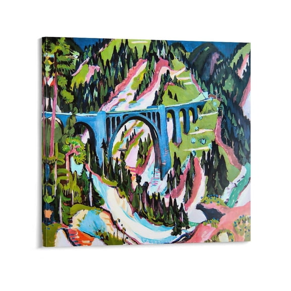 Expressionist Painters Ernst Ludwig Kirchner Bridge Wiesen Poster Artworks Picture Print Poster Wall Art Painting Canvas Gift Decor Home Posters Decorative 20x20inch(50x50cm)