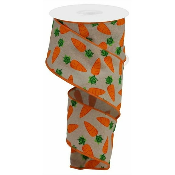 Expressions, 2.5" Carrots on Royal Ribbon: Tan (10 Yards) - Easter Wired Ribbon RGA1588F2