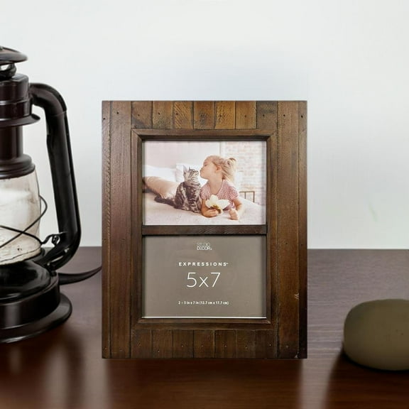 Expressions 2 Opening 5" x 7" Espresso Salvage Chic Frame by Studio Decor