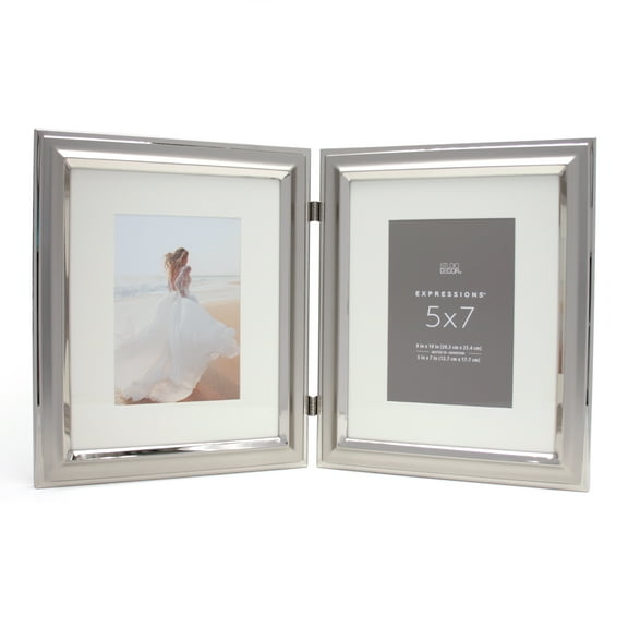 Expressions 2 Opening 5" x 7" Silver Hinged Frame with Mat by Studio Decor